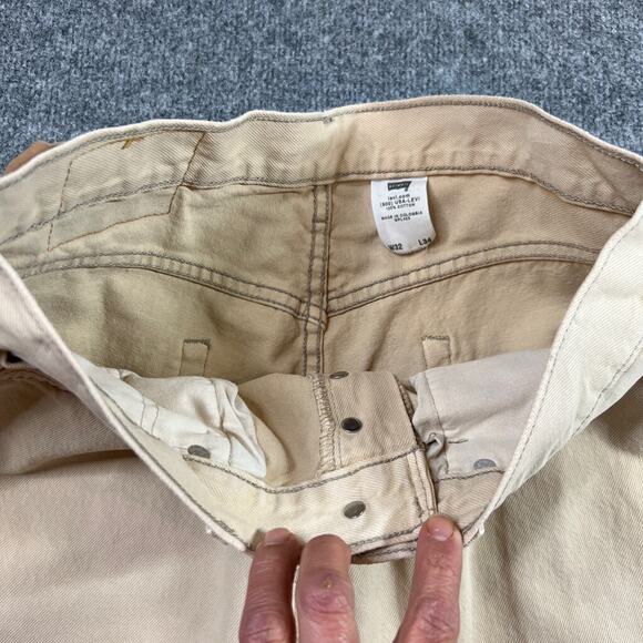 Vintage Levis 501XX Jeans Men 32 Light Beige Straight Overlock Stitch Button Fly - Picture 5 of 16